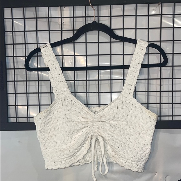 Hollister Tops - Hollister Cotton White Crochet Crop Top